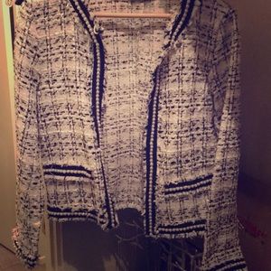 White woven blazer jacket